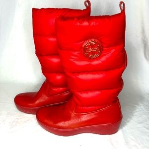 Tory Burch Red Puffer Boots Size 9